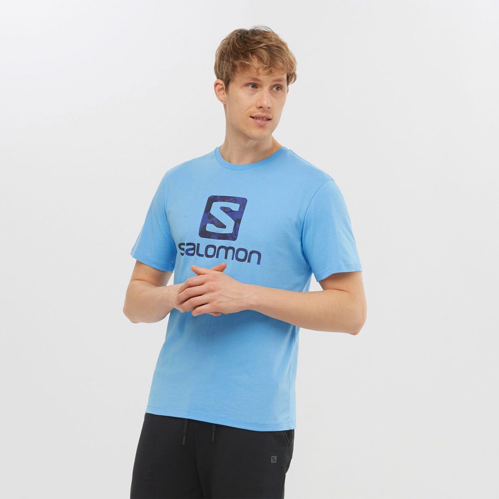 Salomon OUTLIFE LOGO Camisetas Hombre - Azules - Colombia (63190-VHBI)